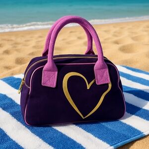 VINTAGE VICTORIA'S SECRET VELVET MINI SATCHEL ROYAL PURPLE